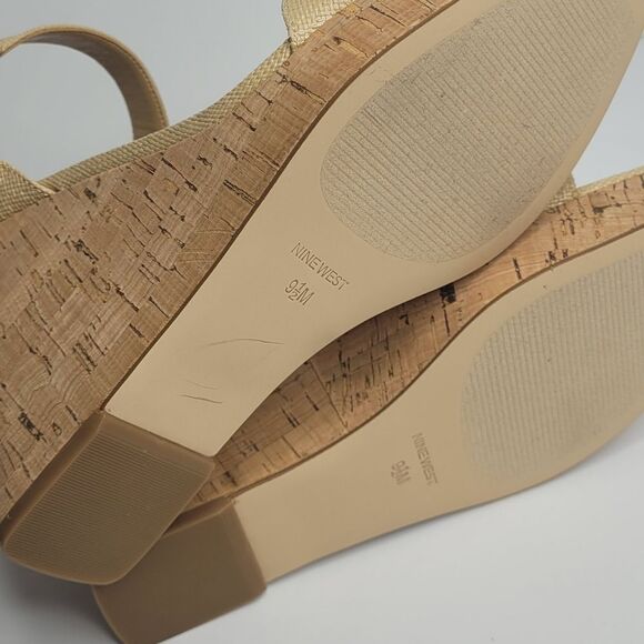Nine West Courts tan brown wedge platform strappy sandals size 9.5 - Picture 6 of 6